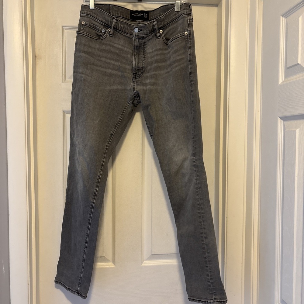 Abercrombie & Fitch Men's 34x32 AF Skinny Stretch Jeans Black Denim Grunge Rock